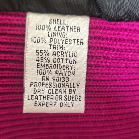 Bob Mackie Leather Wearable Art Embroidered Abstract Zip Jacket Ribbed Sleeve 1X - Picture 9 of 13